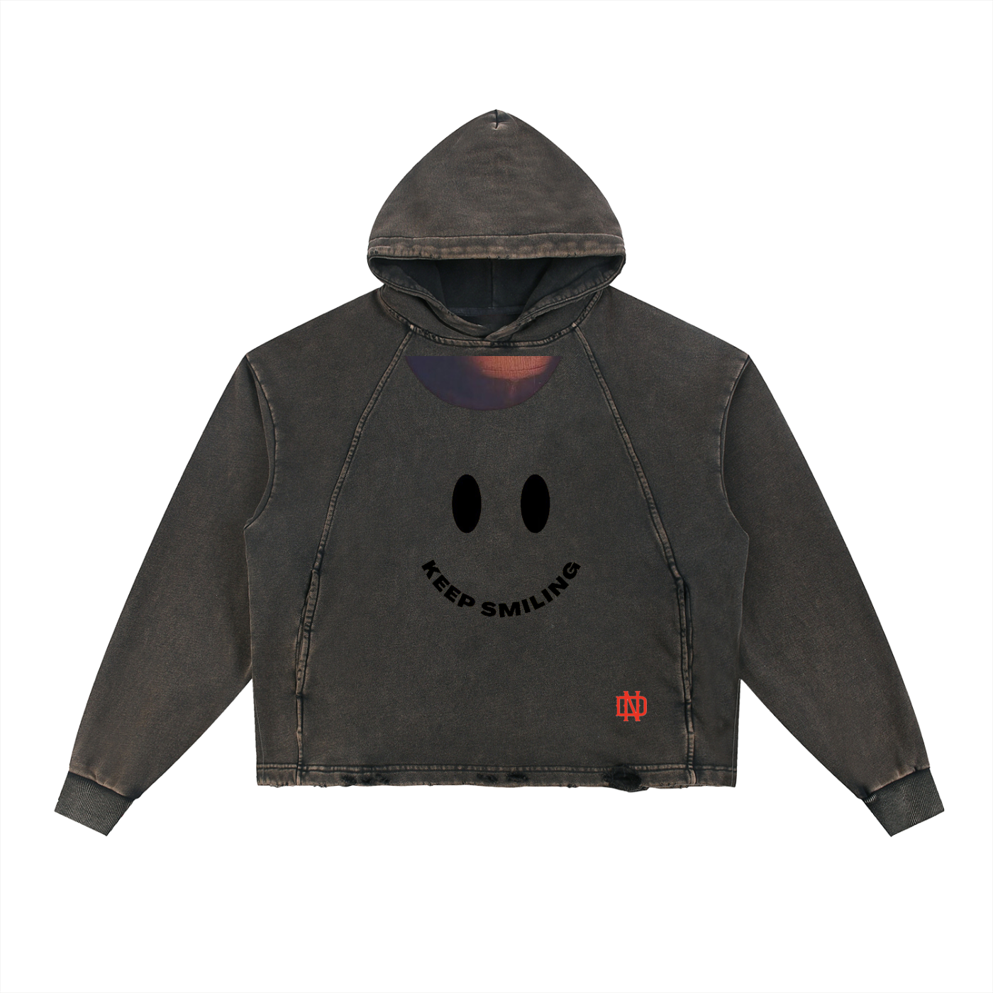 Vintage Washed Frayed-Hem Hoodie