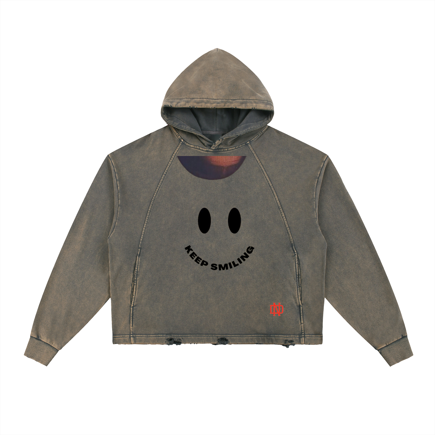 Vintage Washed Frayed-Hem Hoodie